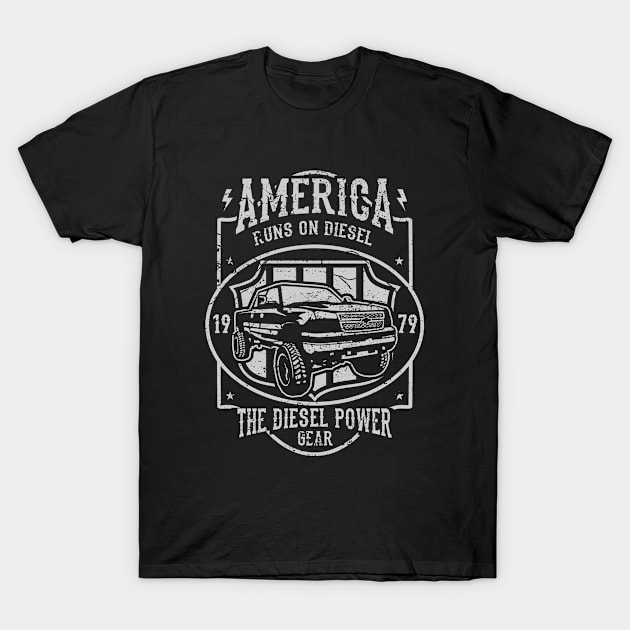 America Runs On Diesel Truck T-Shirt by Rebus28